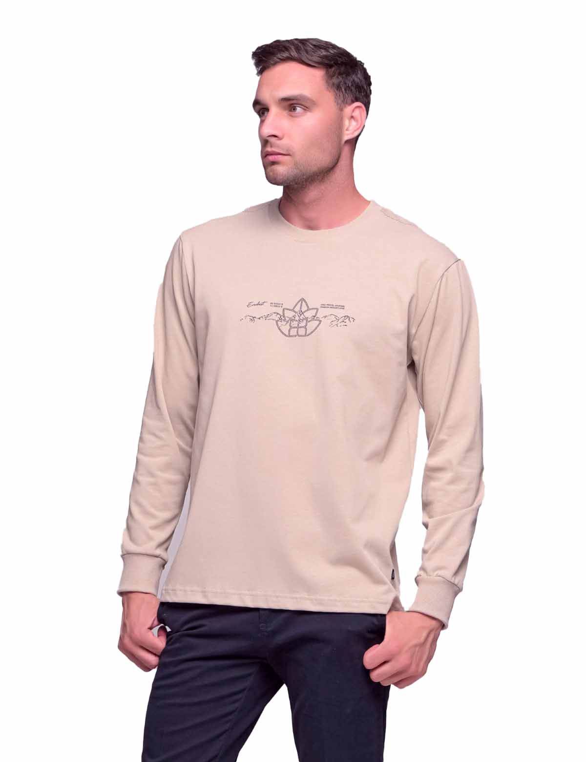Everbest ανδρική μπεζ μακρυμάνικη μπλούζα Plus Size 2310190B φωτογραφία